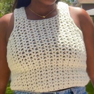 white/cream handmade crochet tank top